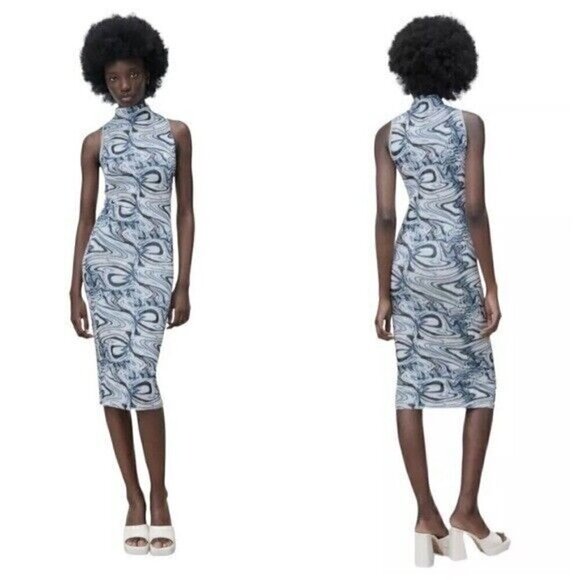 Zara Cut-Out Jacquard Dress Size Small Bloggers Favorite - Picture 1 of 13